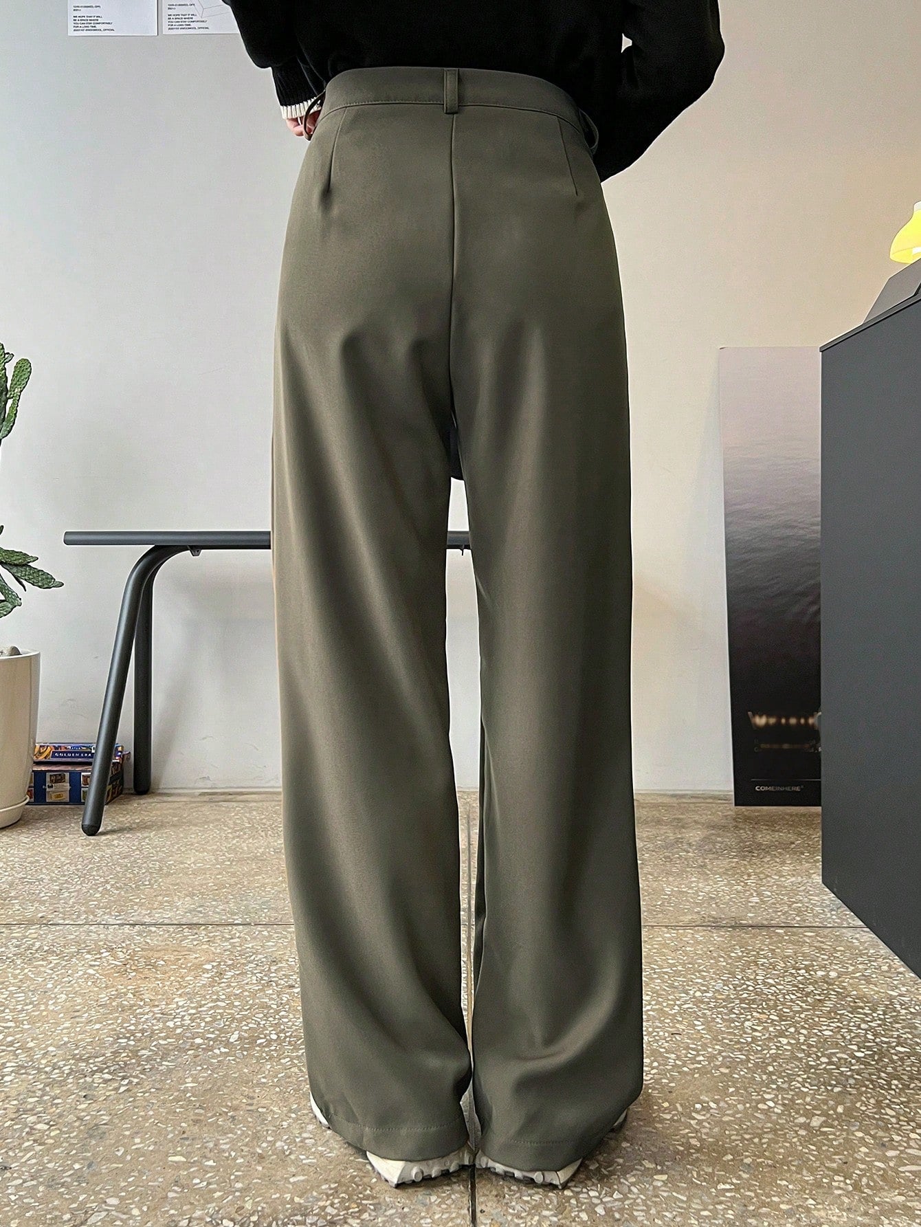 Olive Aura Wide-Leg Trousers