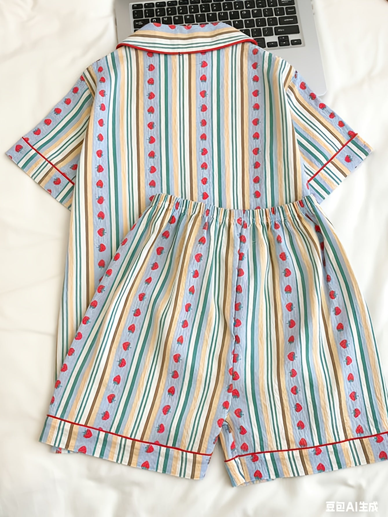 Strawberry Stripe Dream 3-Piece Pajama Set – Shirt, Shorts & Pants