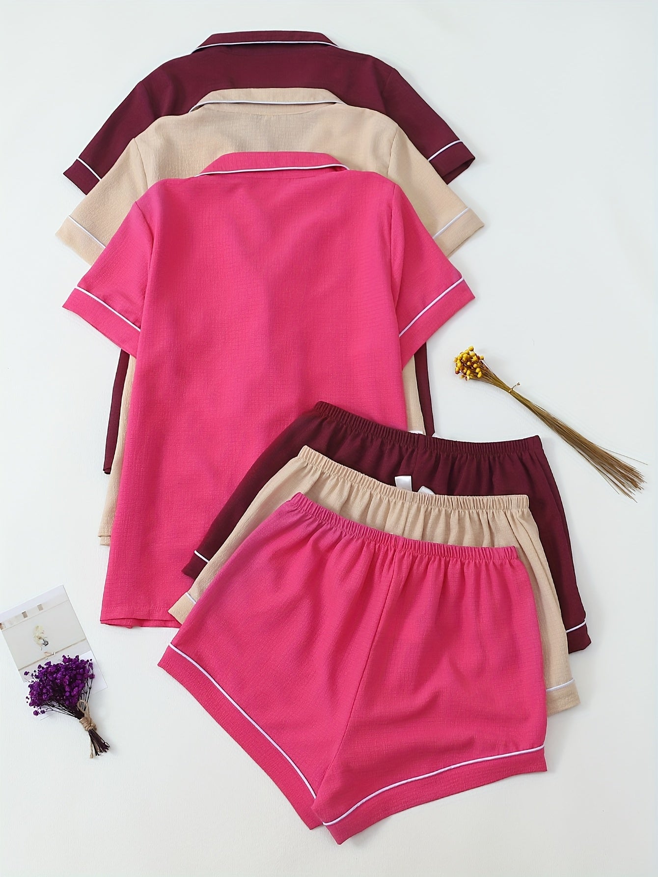 Womenβs Cotton Nightwear Combo Set β Shorts & Shirt with Bow Detail (Pack of 3)