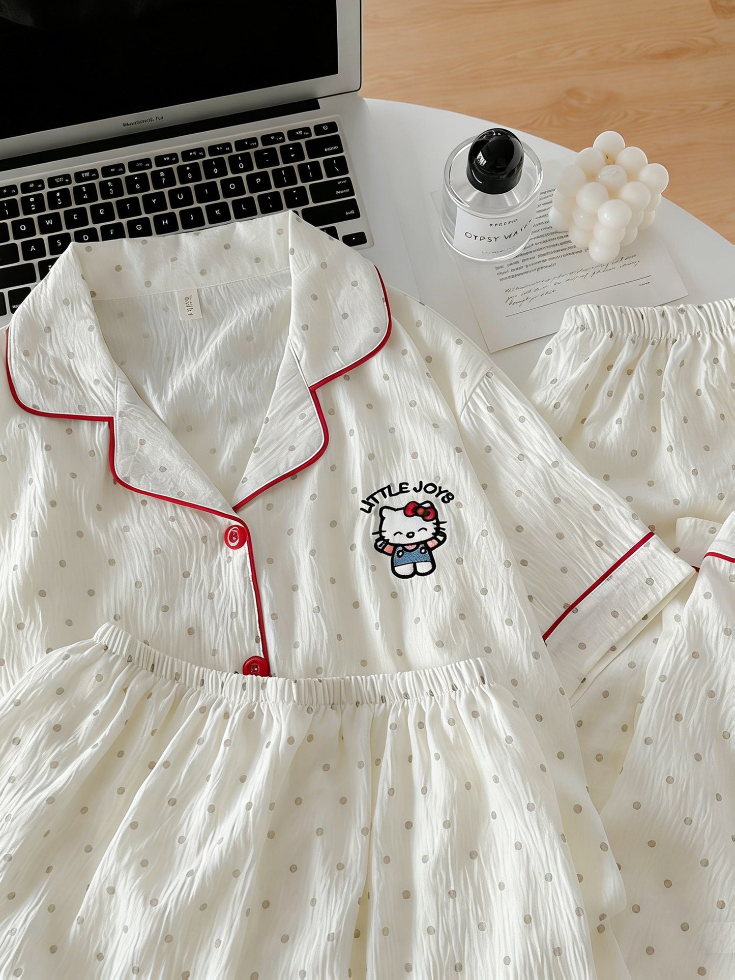 Kitty Dots 3-Piece Cotton Pajama Set 🐱✨