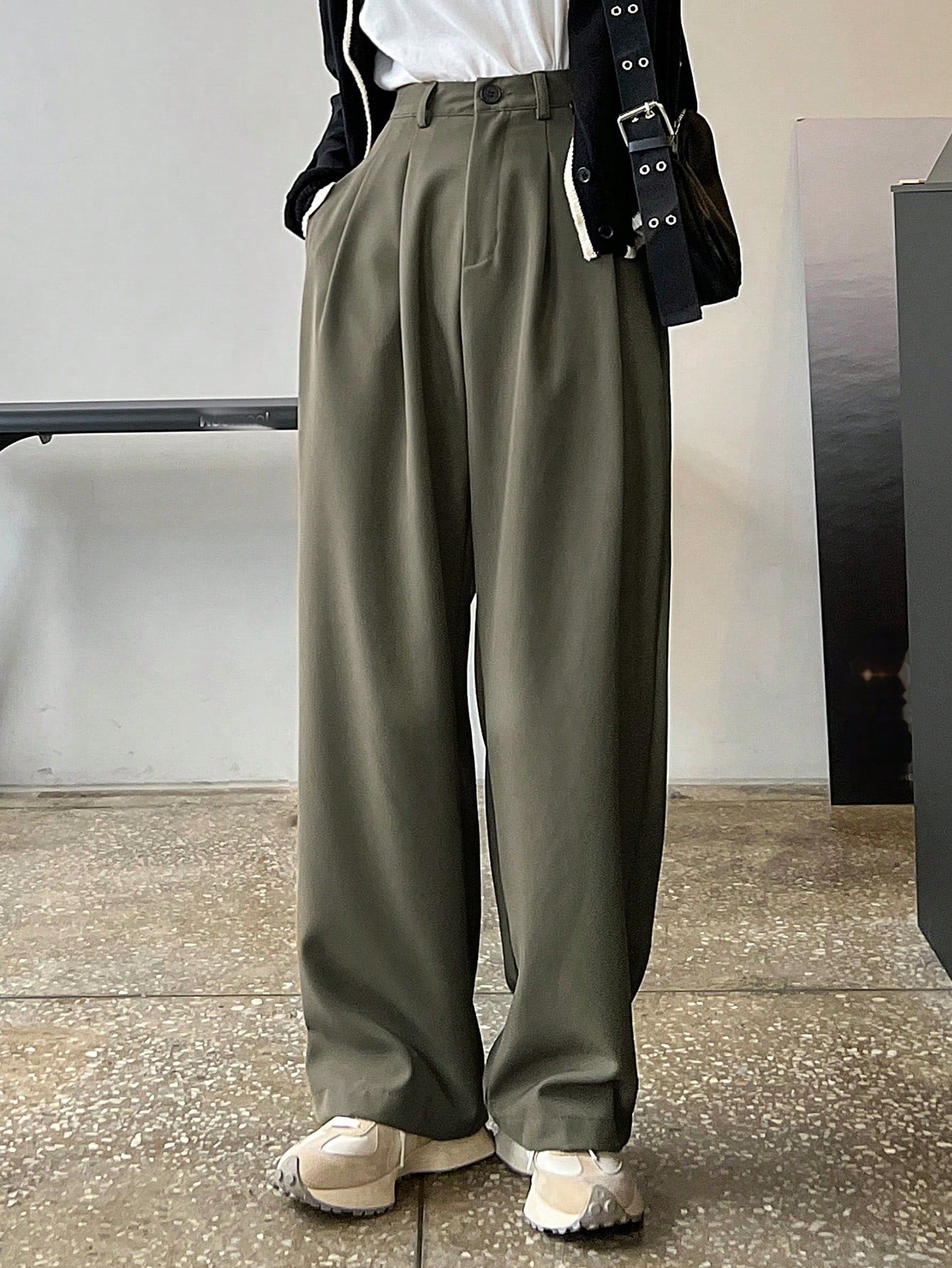 Olive Aura Wide-Leg Trousers