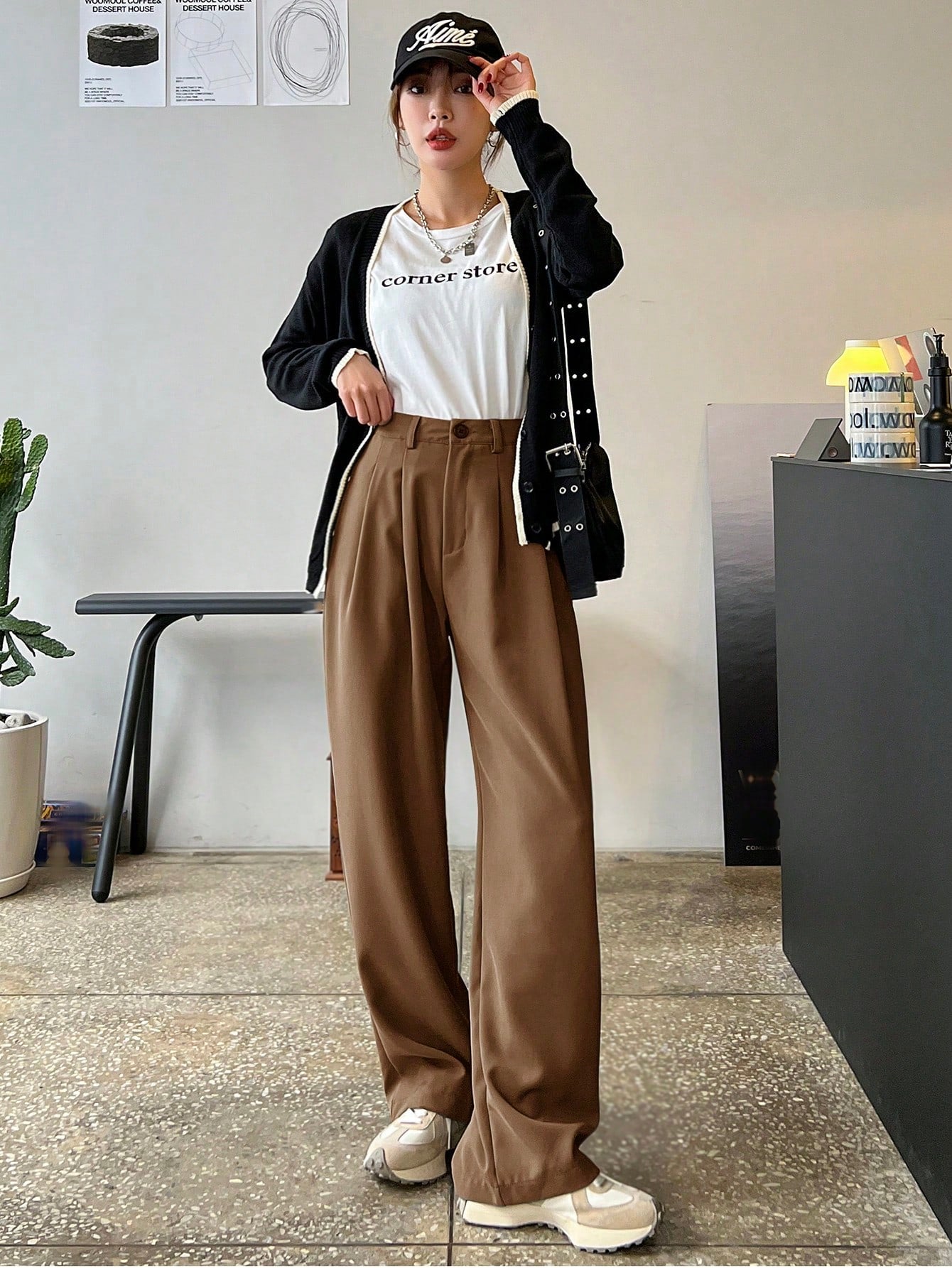 Clean Fit Cocoa Wide-Leg Trousers 🤎