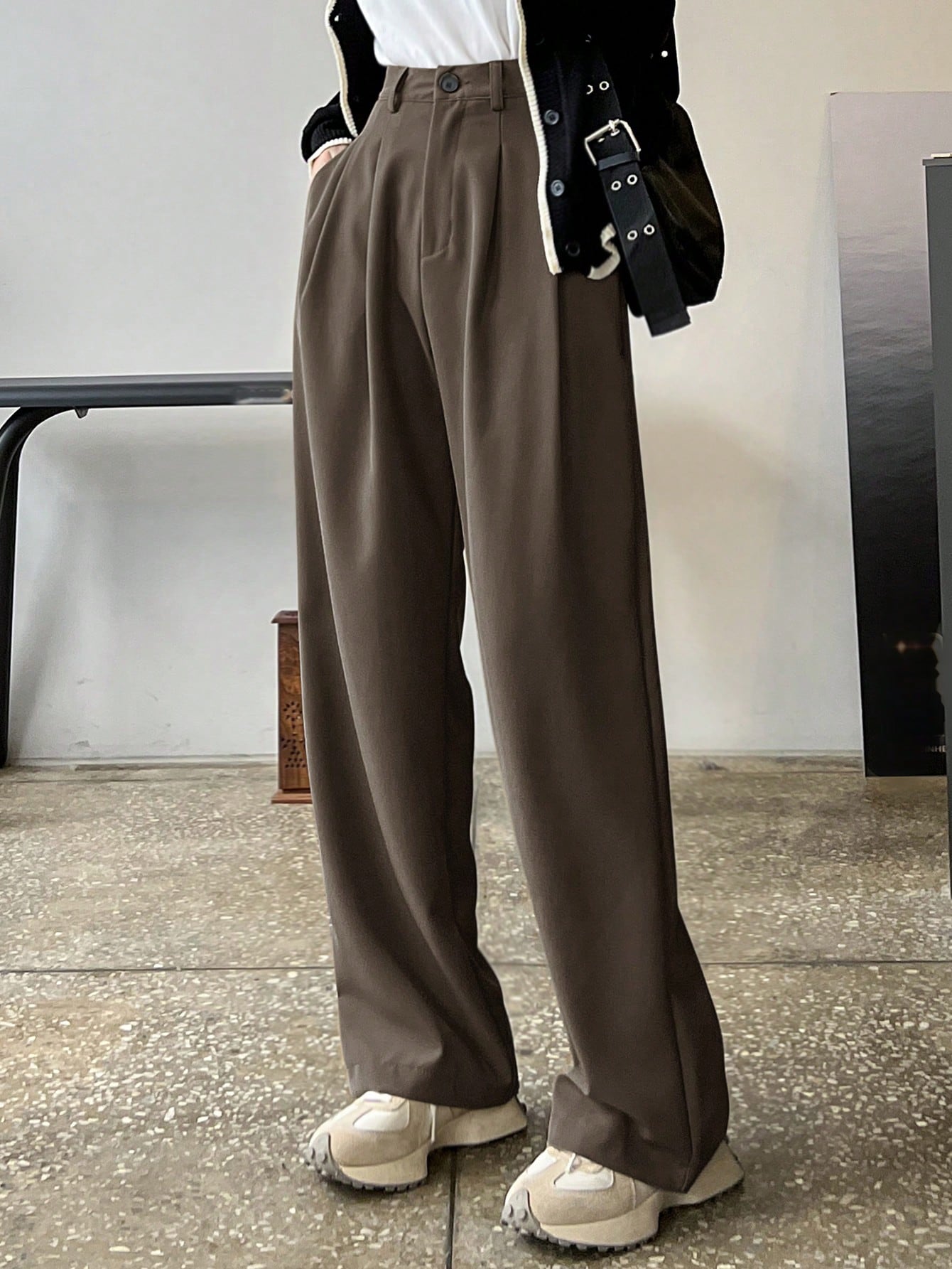 Espresso Drip Wide-Leg Trousers