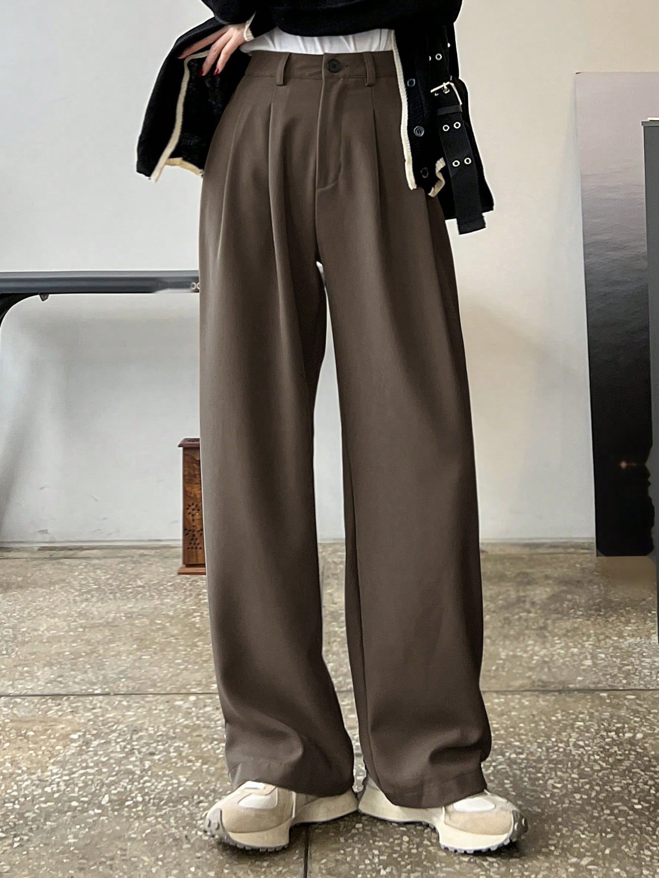 Espresso Drip Wide-Leg Trousers
