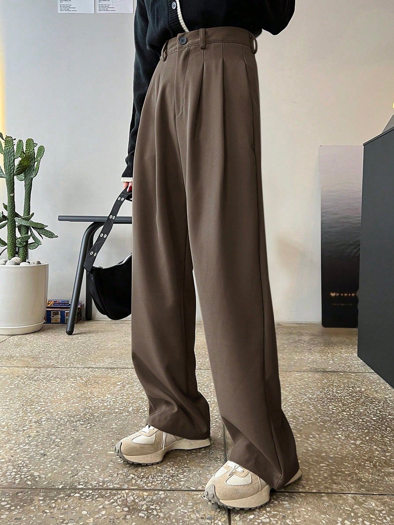 Espresso Drip Wide-Leg Trousers