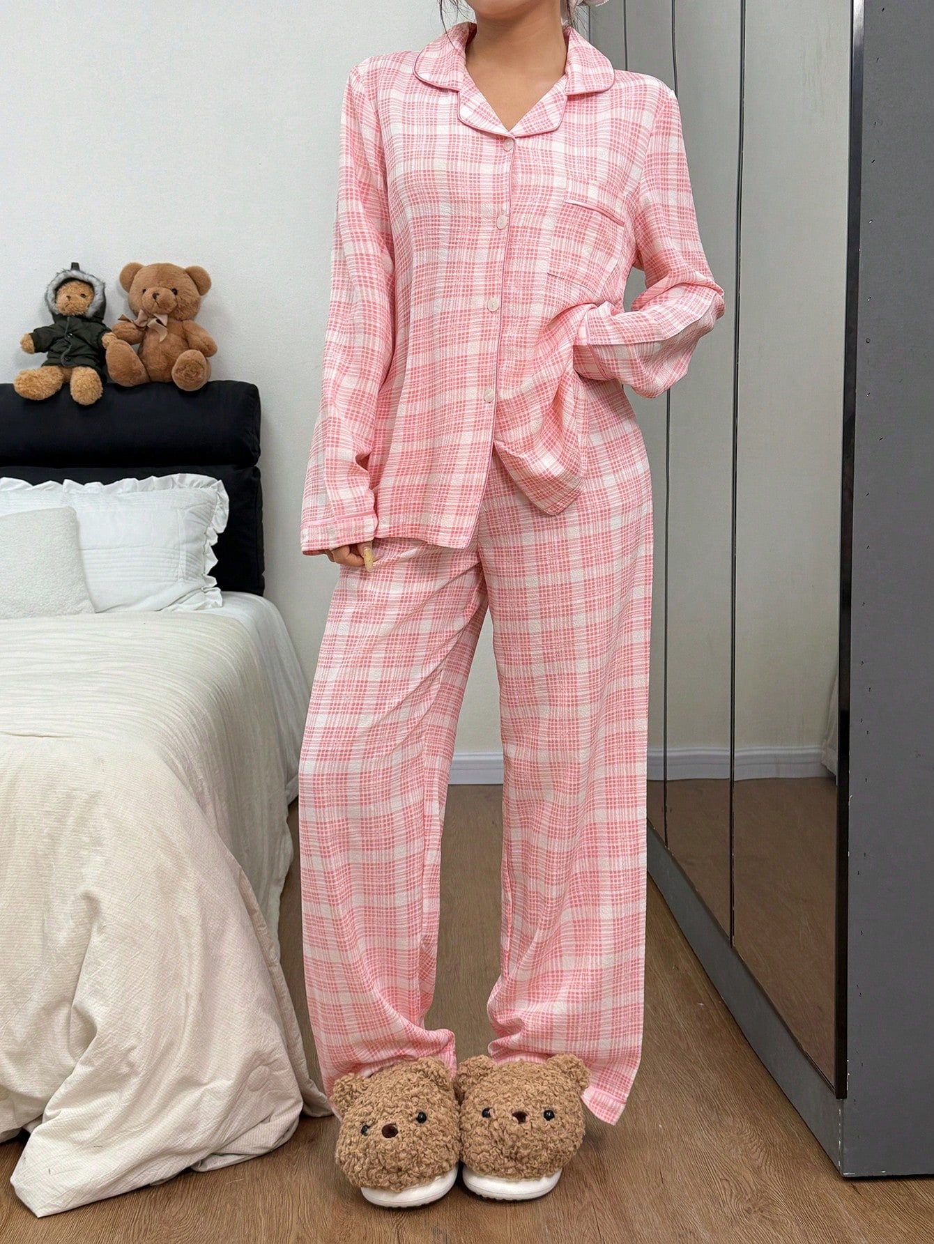 Blush Check Cozy Nightwear Set 💗✨
