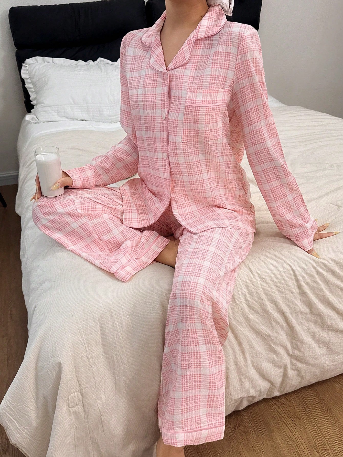 Blush Check Cozy Nightwear Set 💗✨