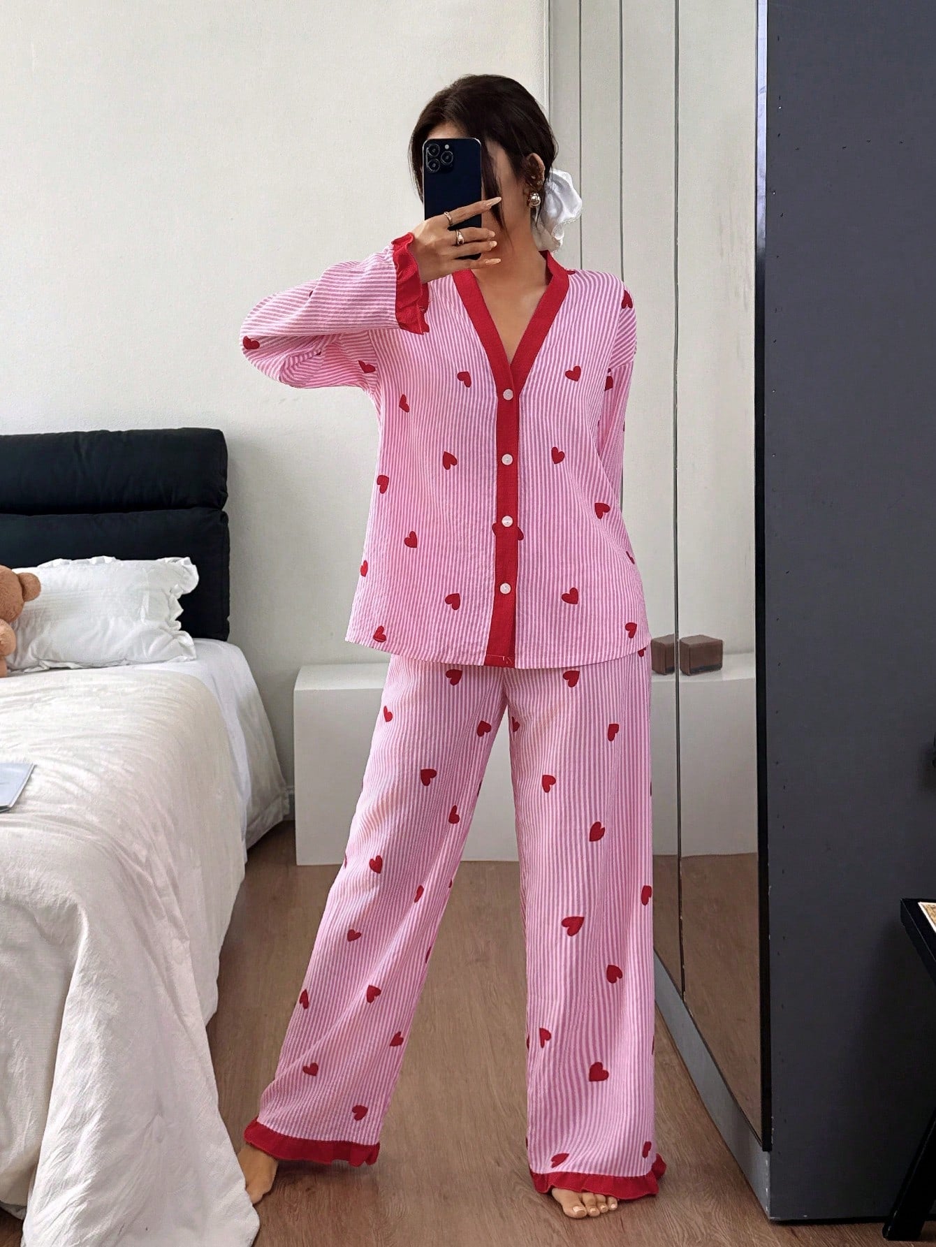 Heartstripe Cotton Pajama Set