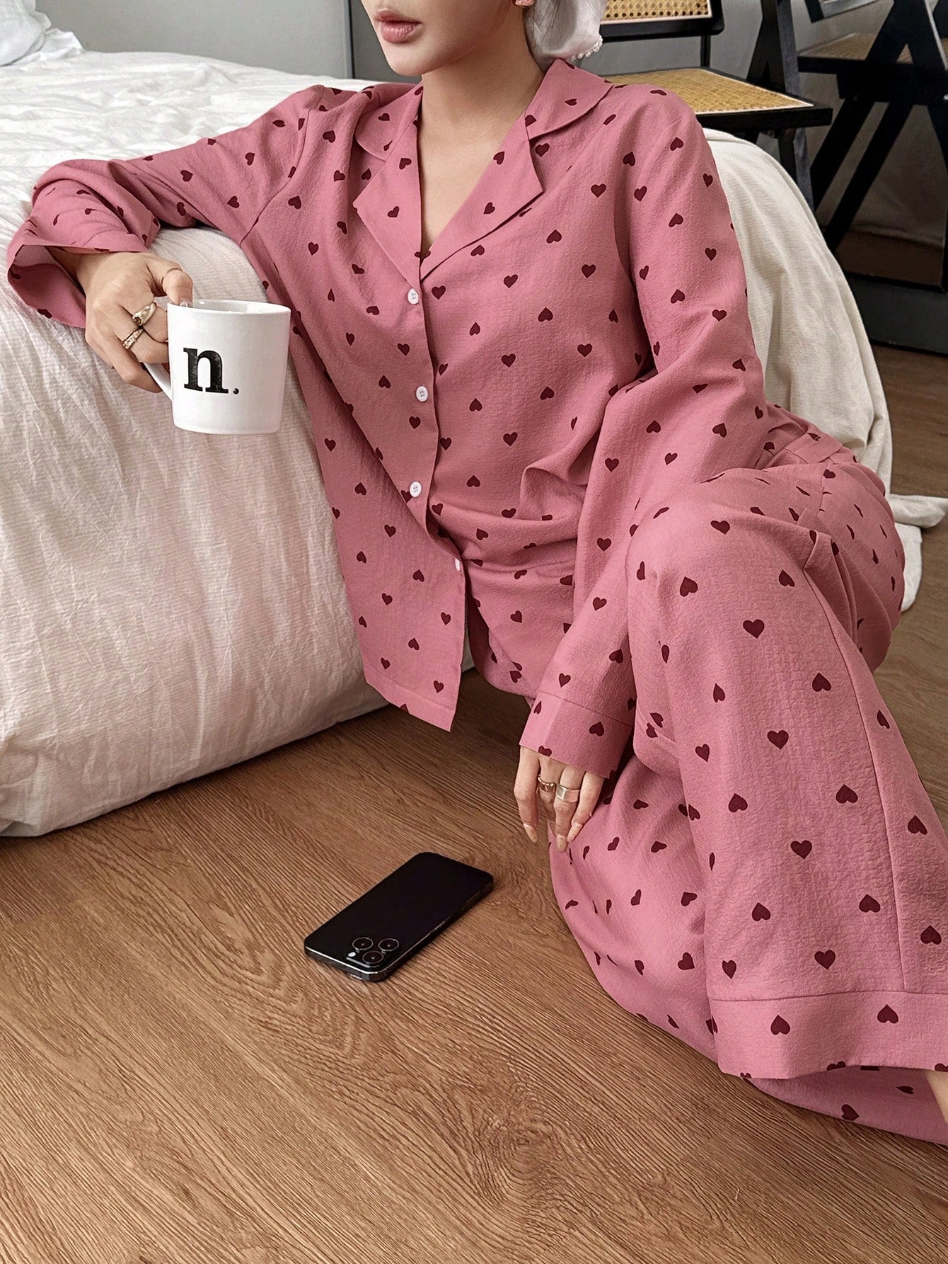 Rosy Heart Lounge Pajama Set 💖✨