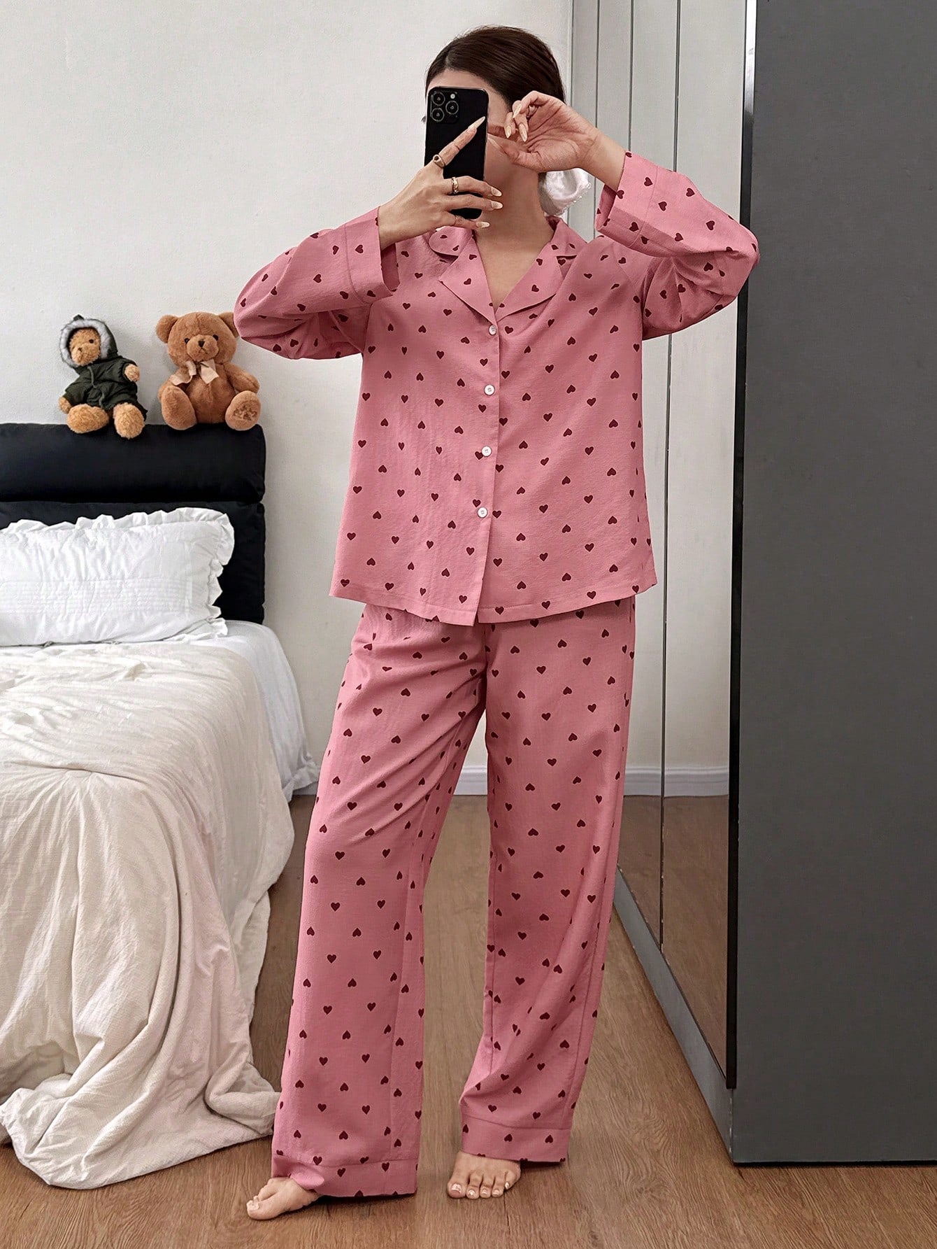 Rosy Heart Lounge Pajama Set 💖✨