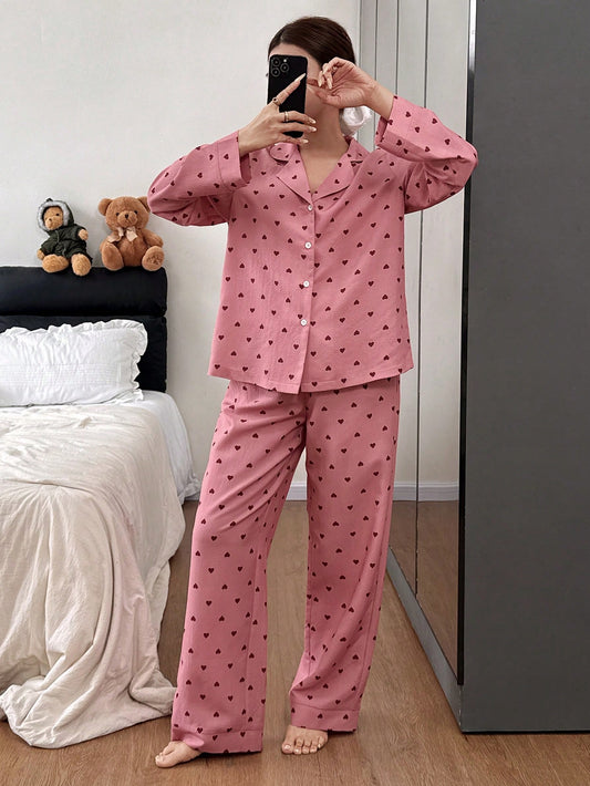 Rosy Heart Lounge Pajama Set 💖✨