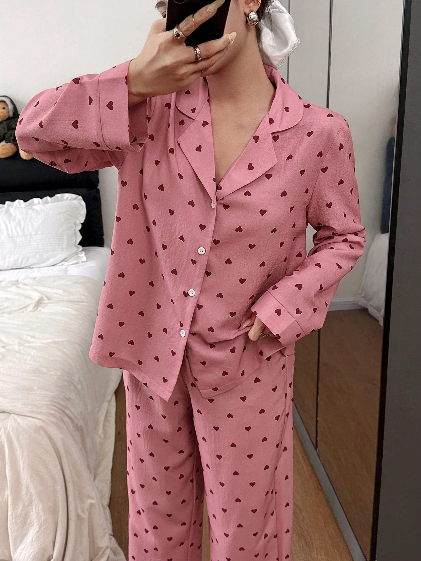 Rosy Heart Lounge Pajama Set 💖✨