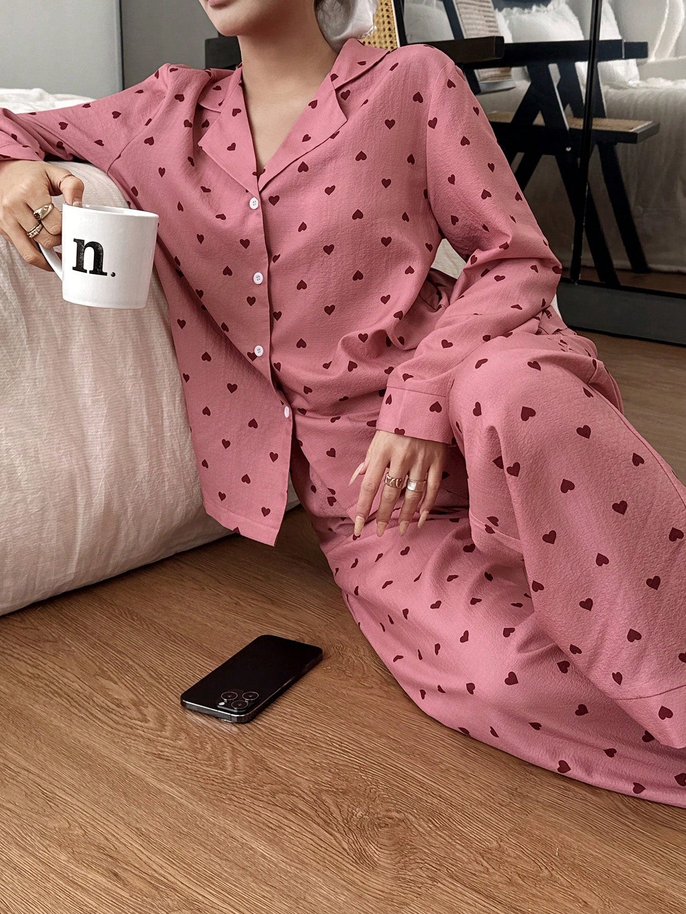 Rosy Heart Lounge Pajama Set 💖✨