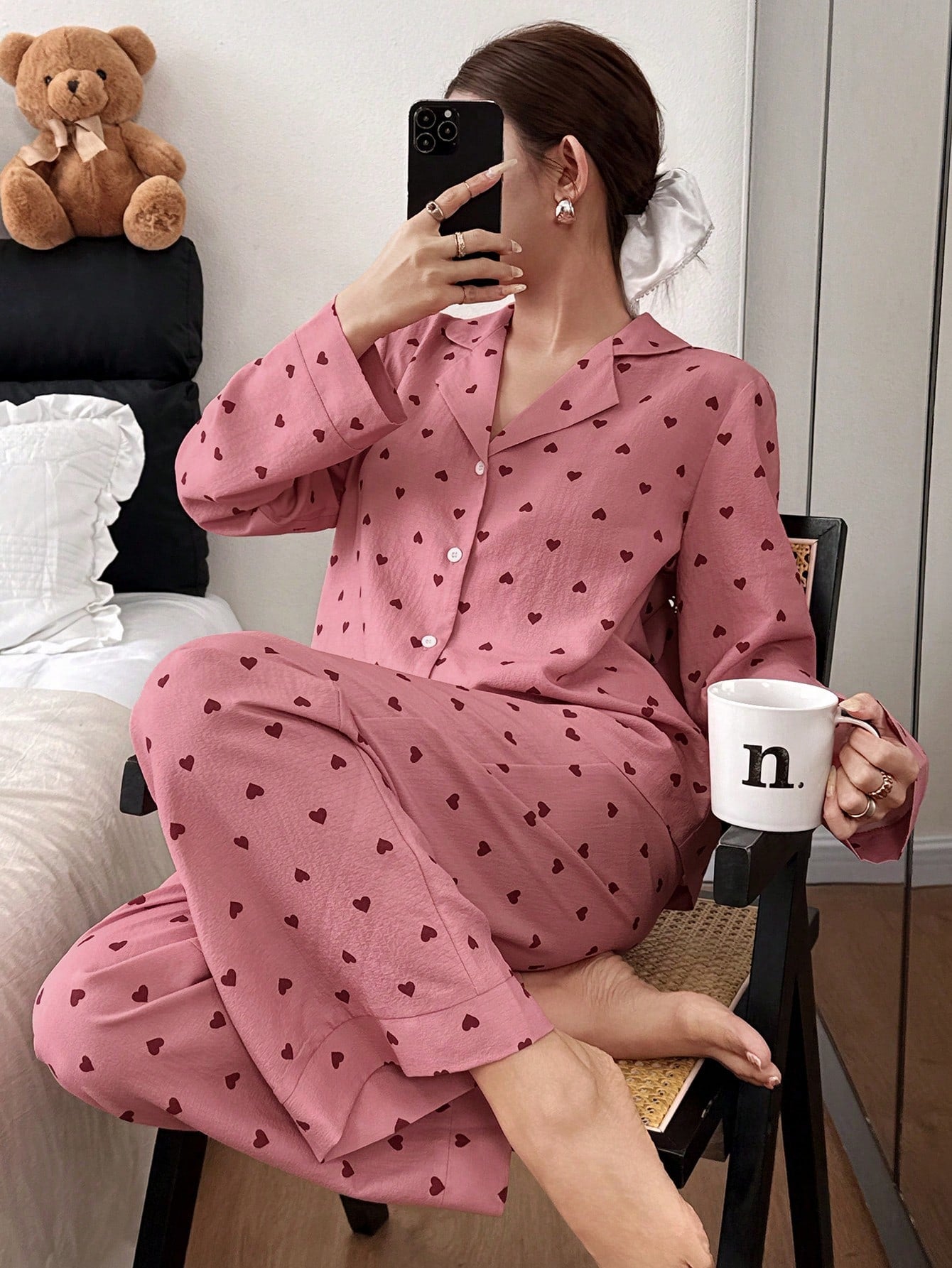 Rosy Heart Lounge Pajama Set 💖✨