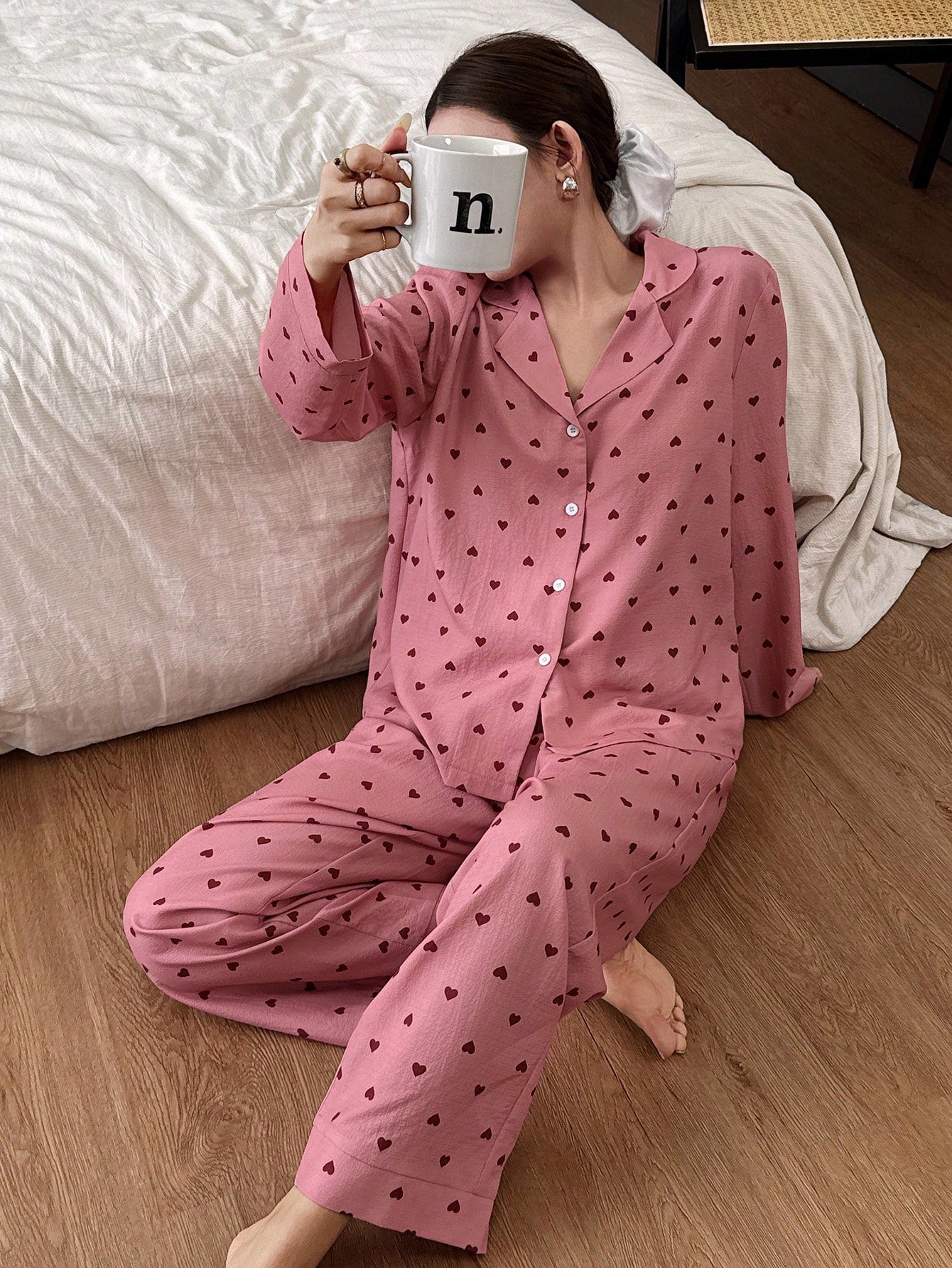 Rosy Heart Lounge Pajama Set 💖✨