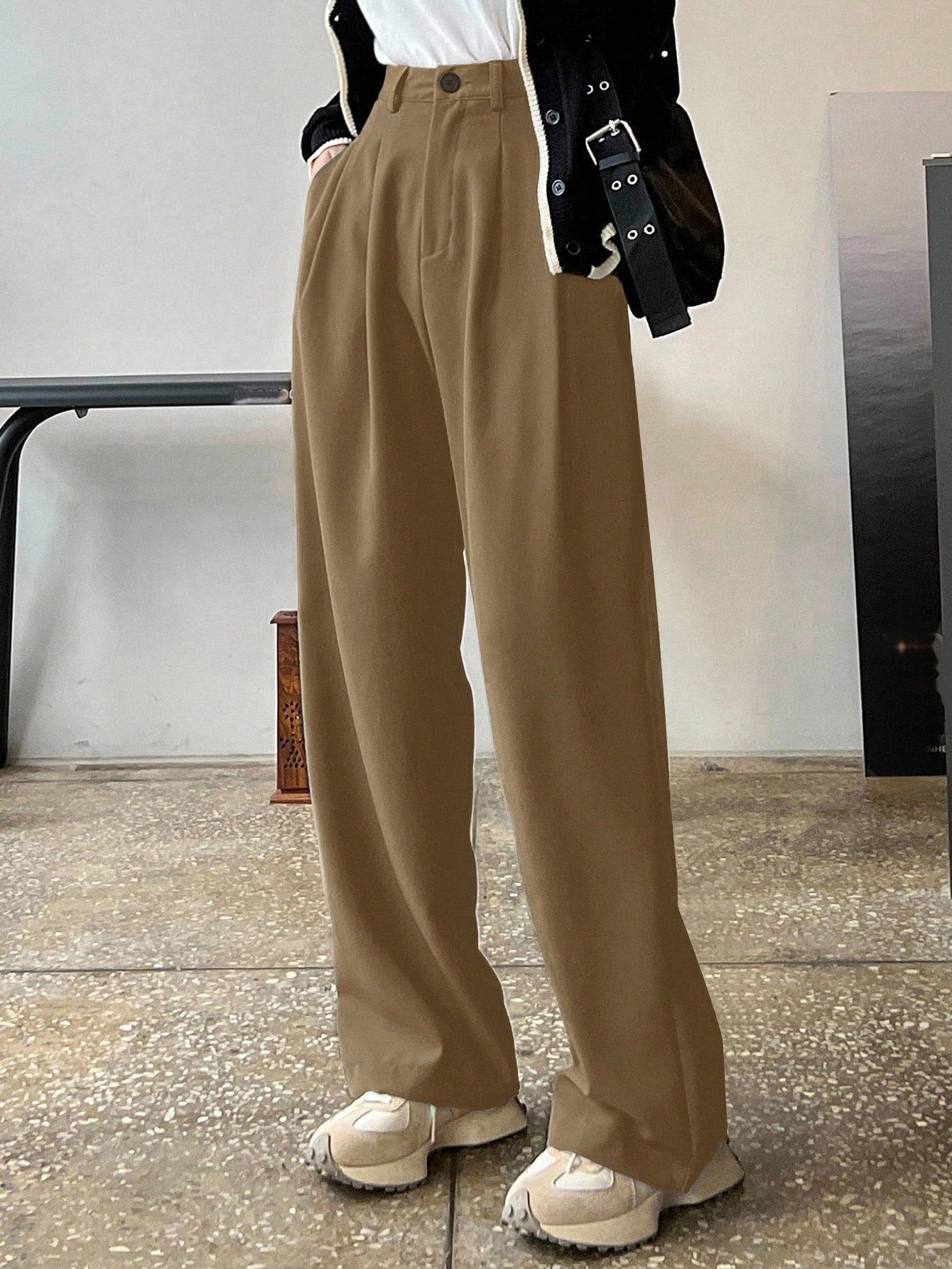 Latte Core Wide-Leg Trousers