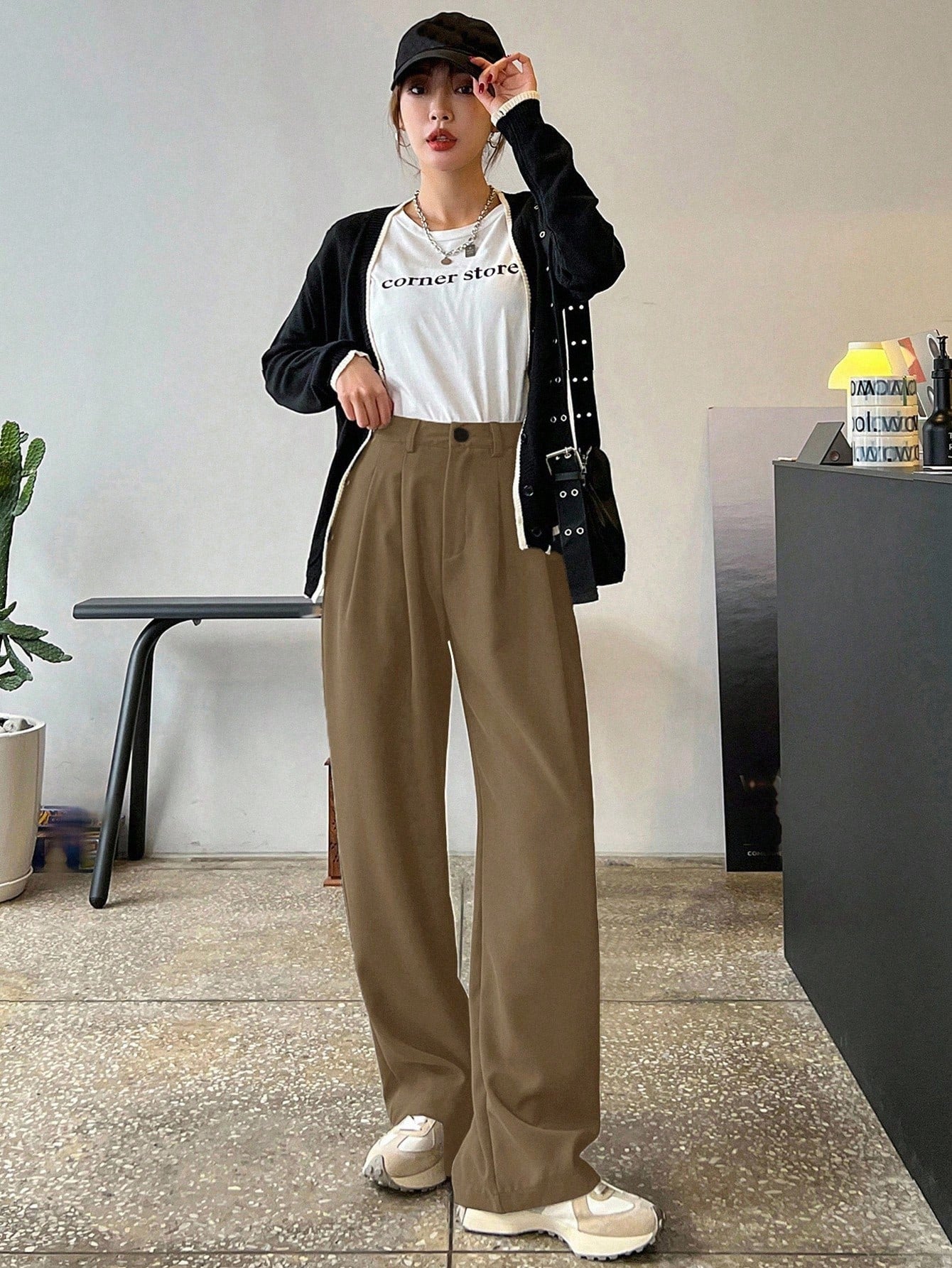 Latte Core Wide-Leg Trousers