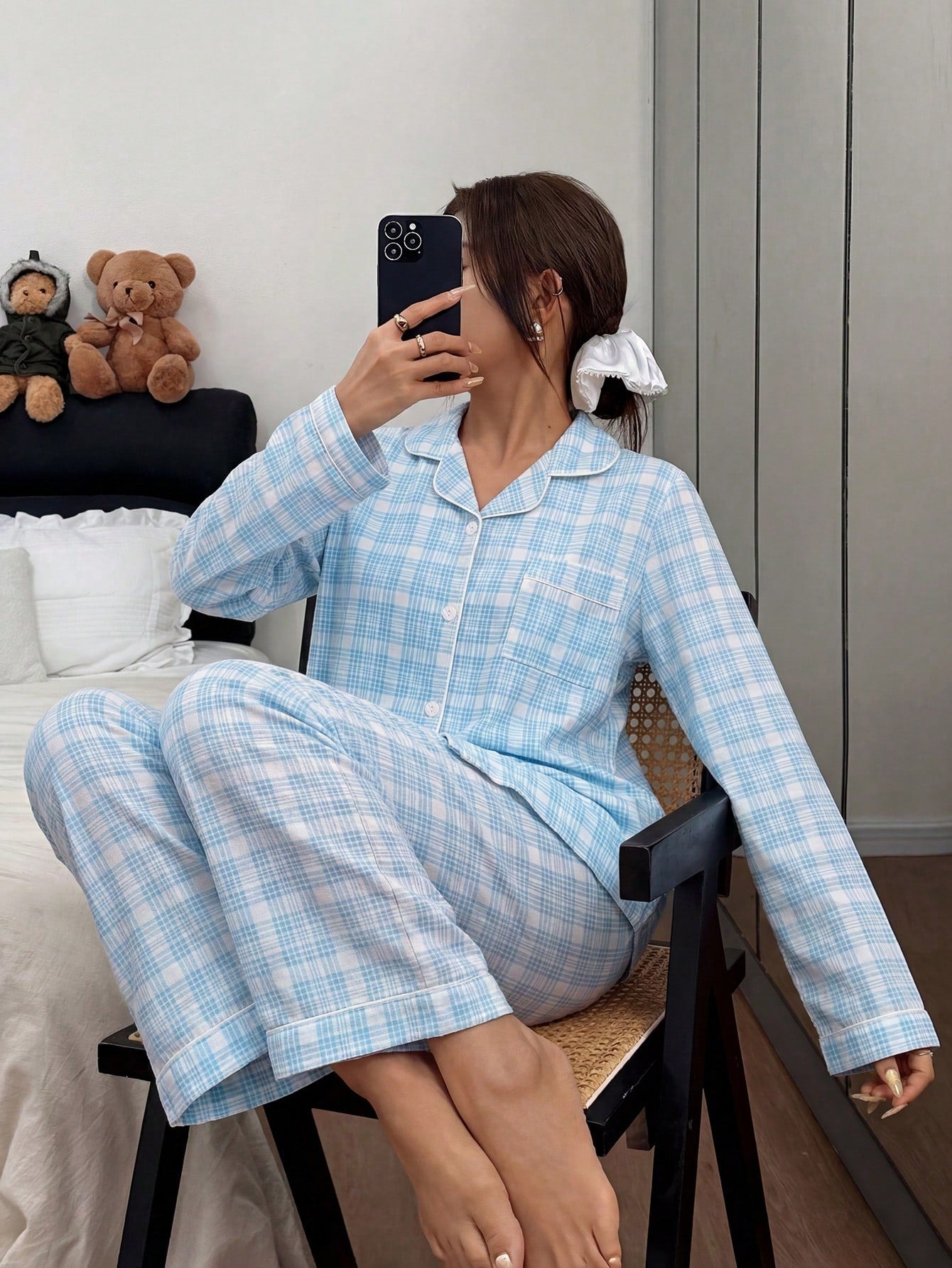 Sky Check Comfort Nightwear Set 💙✨