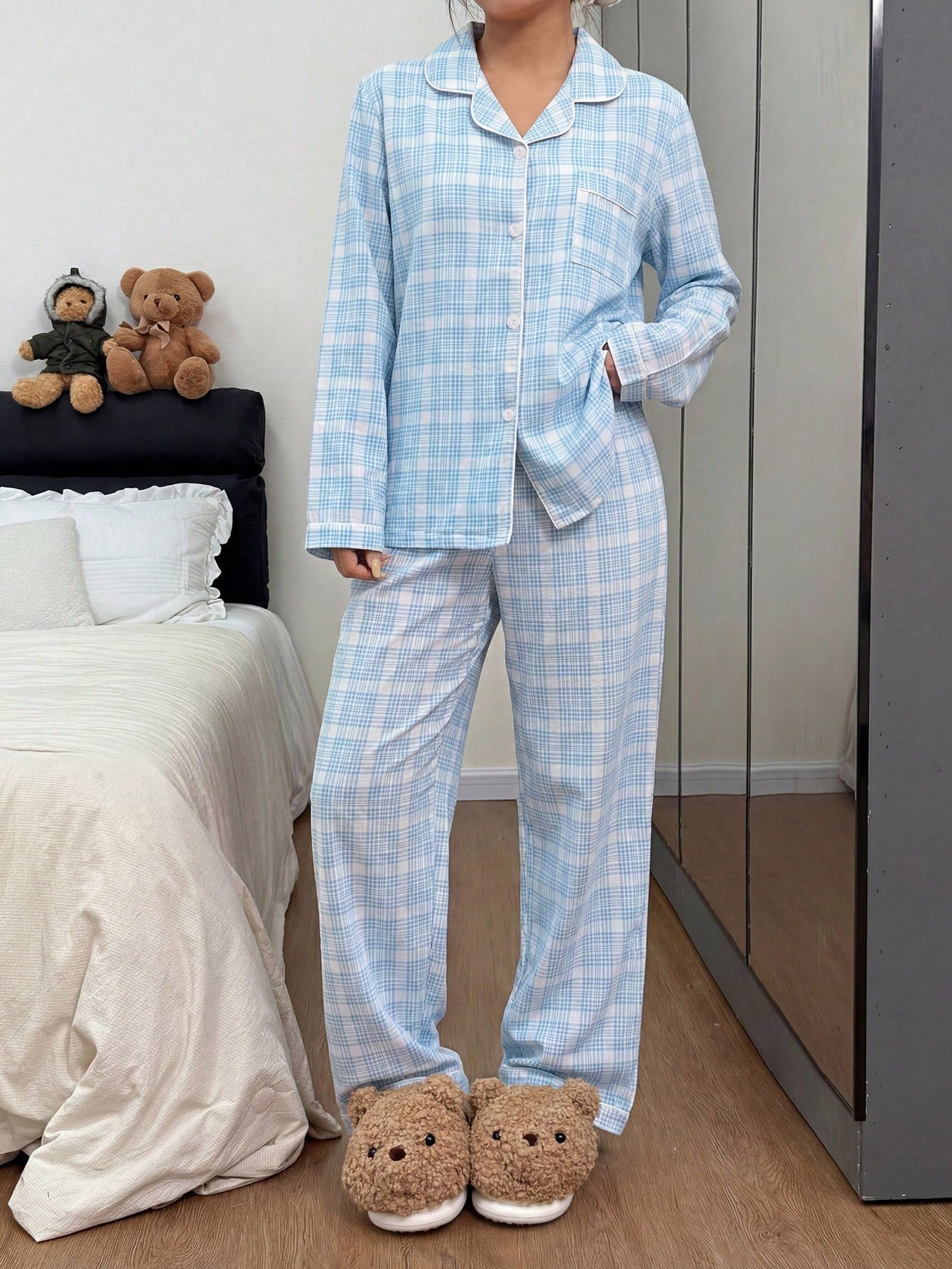 Sky Check Comfort Nightwear Set 💙✨