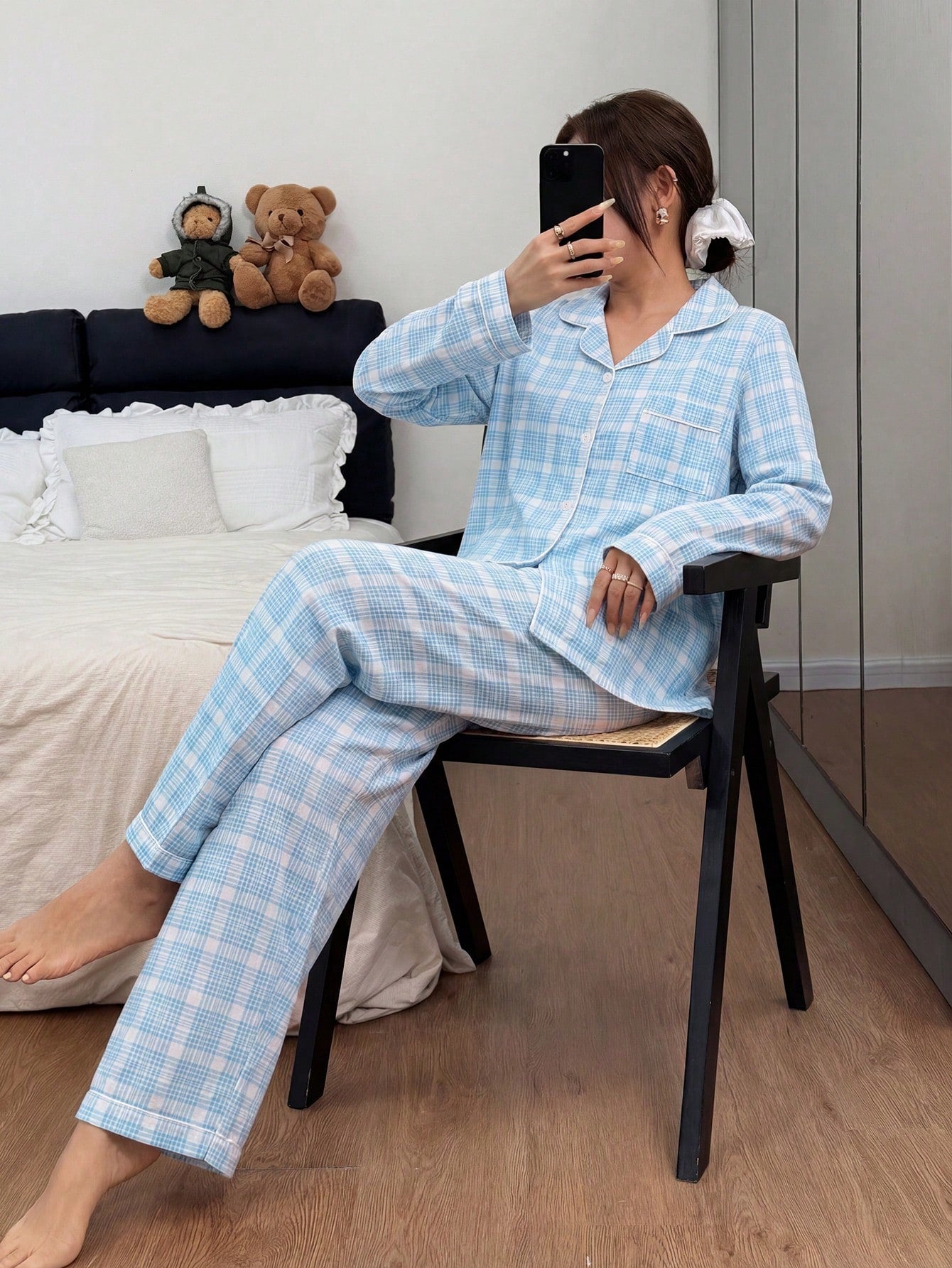 Sky Check Comfort Nightwear Set 💙✨