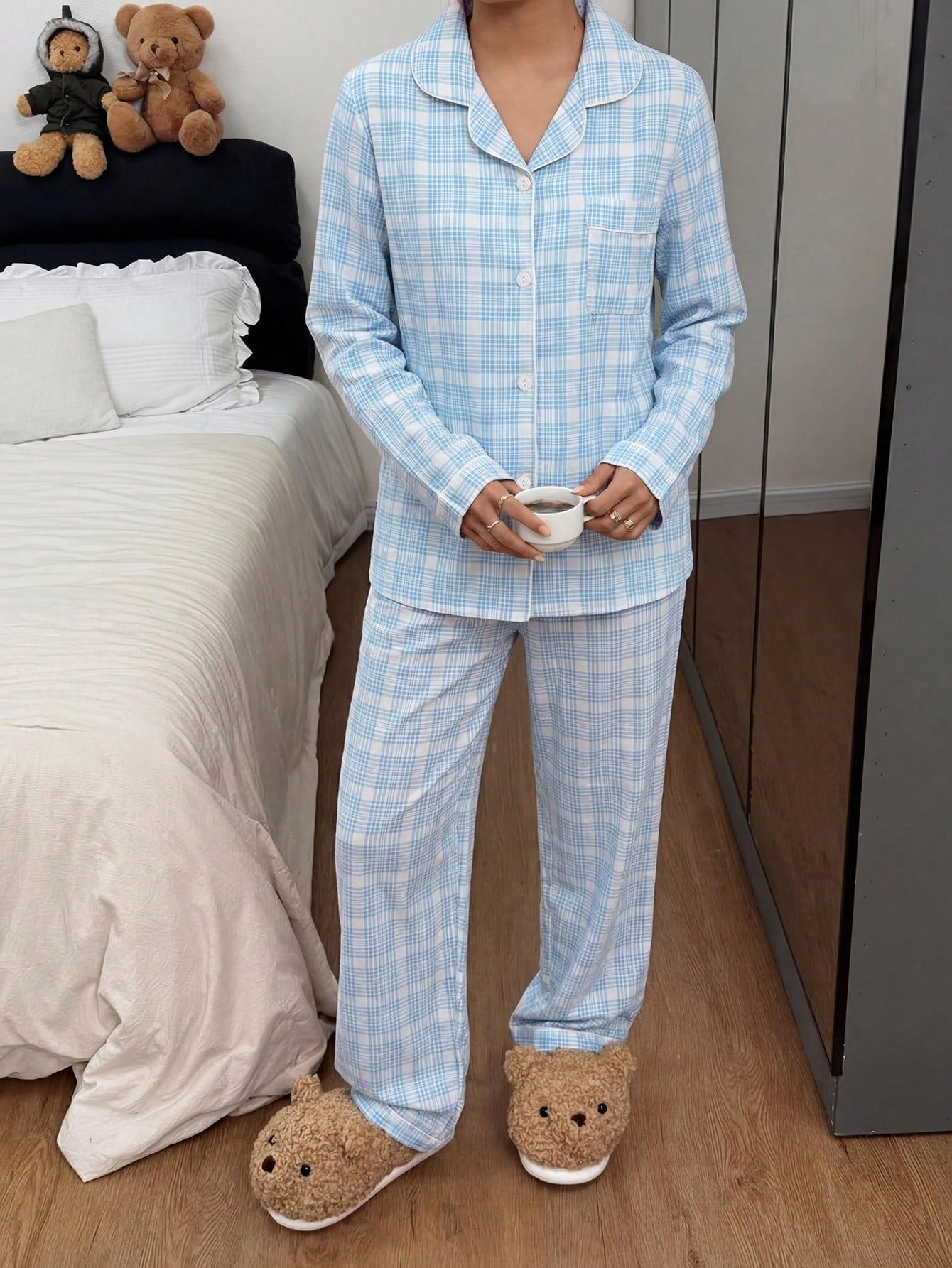 Sky Check Comfort Nightwear Set 💙✨