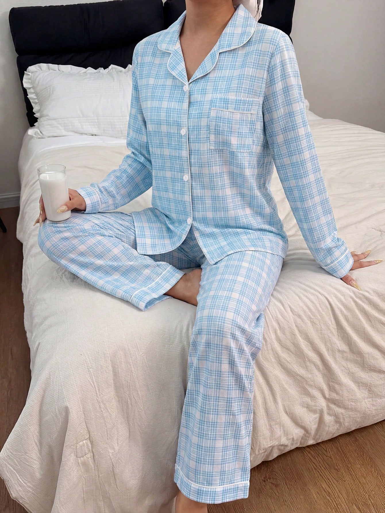 Sky Check Comfort Nightwear Set 💙✨