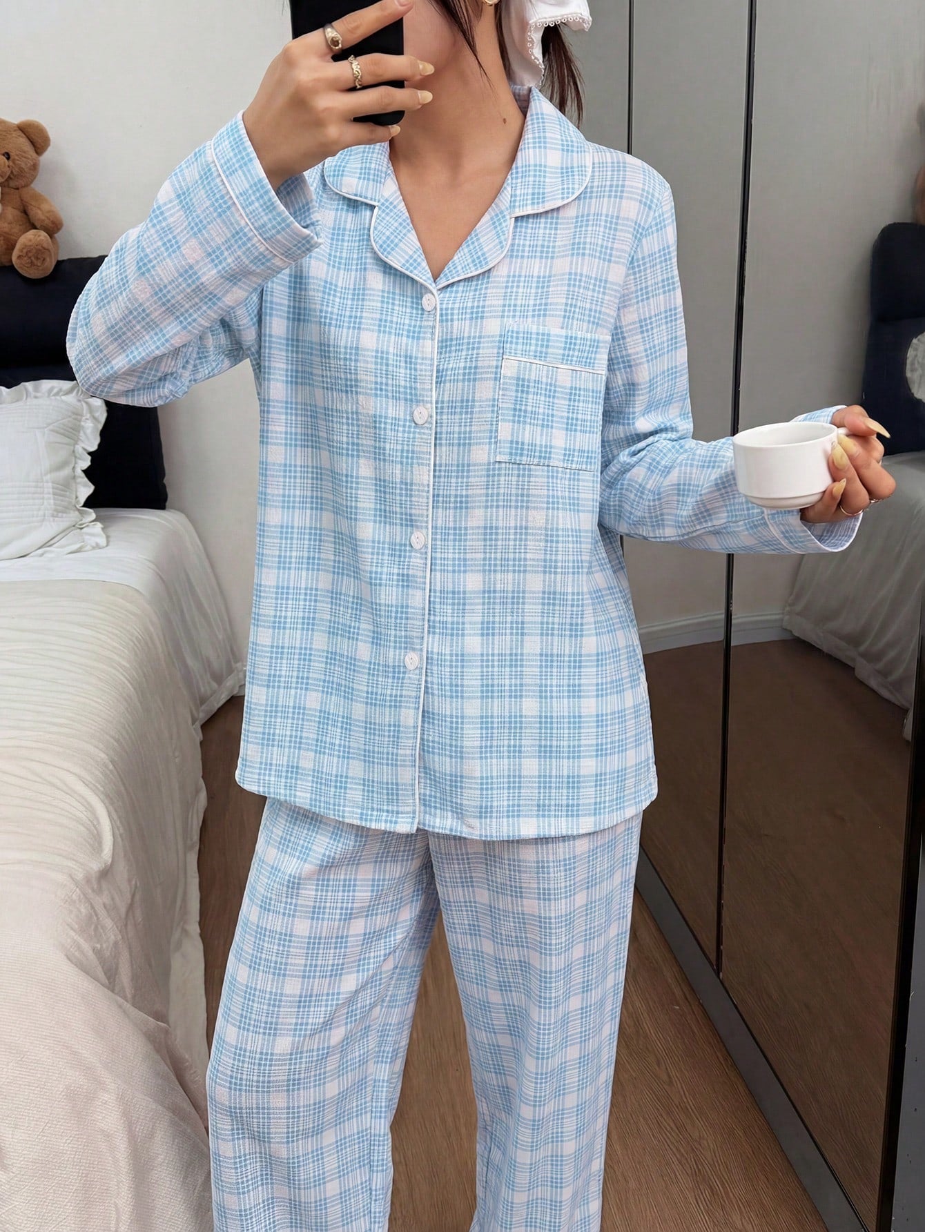 Sky Check Comfort Nightwear Set 💙✨