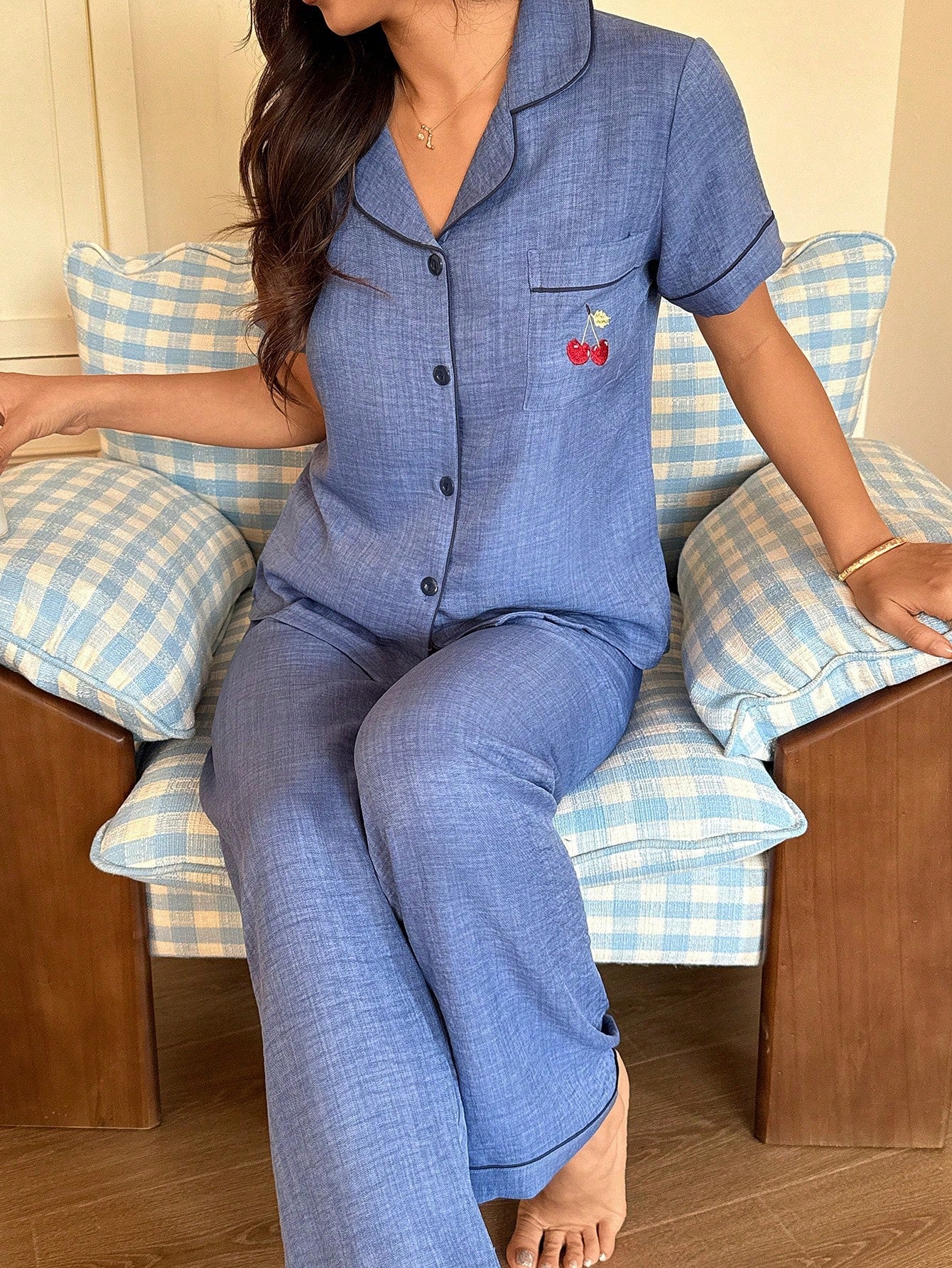 Cherry Bliss Button-Up Lounge Set