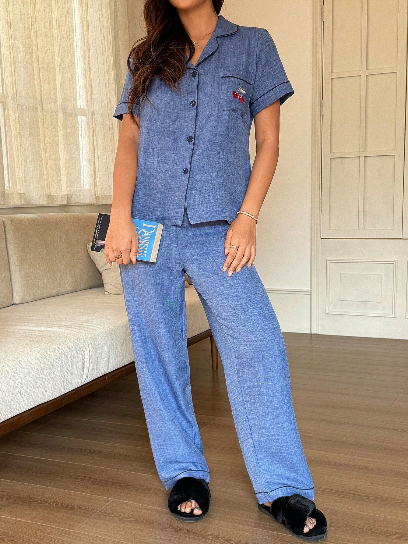 Cherry Bliss Button-Up Lounge Set