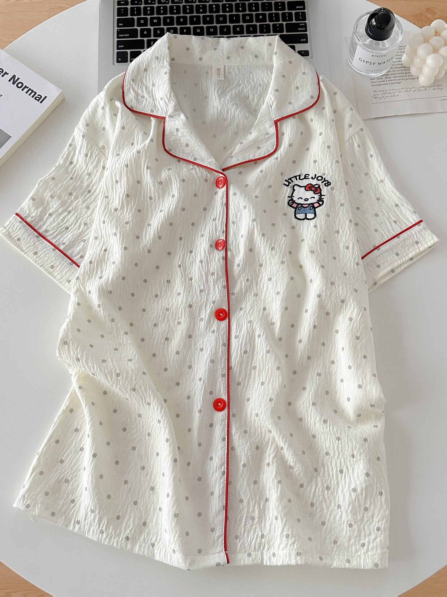Kitty Dots 3-Piece Cotton Pajama Set 🐱✨