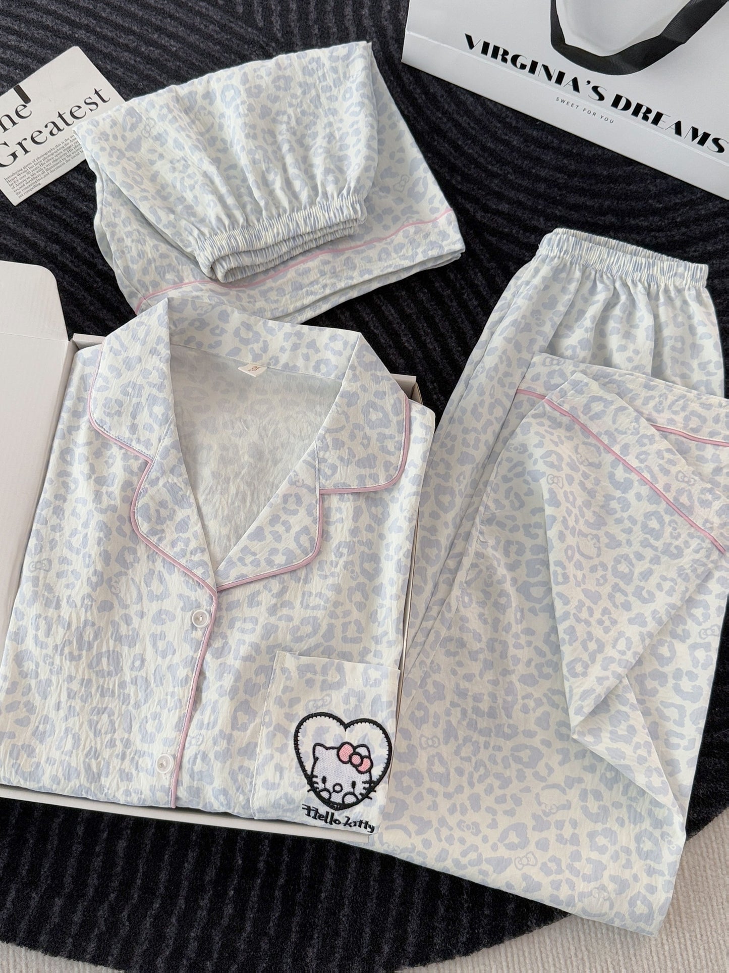 Snow Leopard Kitty 3-Piece Pajama Set