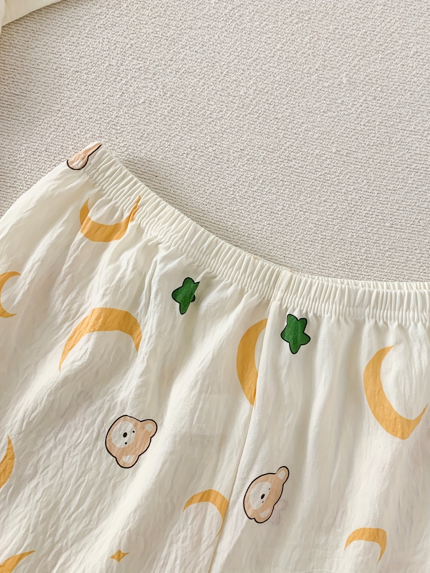 Moonlight Teddy 3-Piece Pajama Set – Shirt, Shorts & Pants