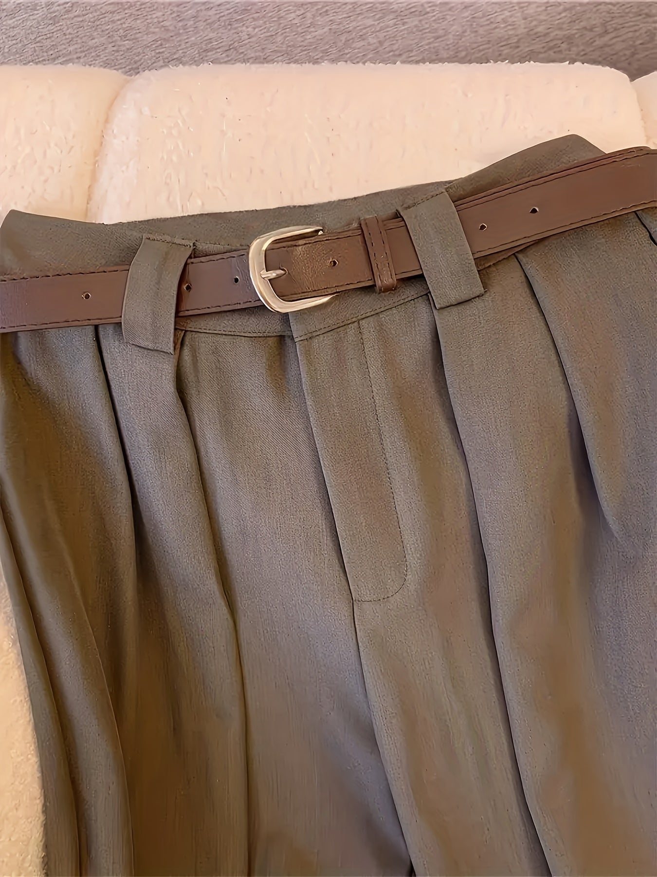 Mocha Luxe Pleated Wide-Leg Pants
