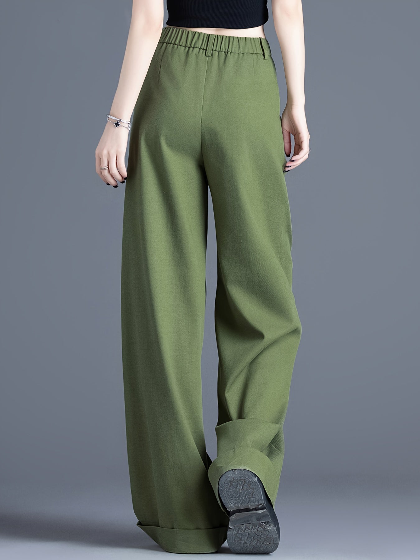 Olive Luxe Wide-Leg Trousers