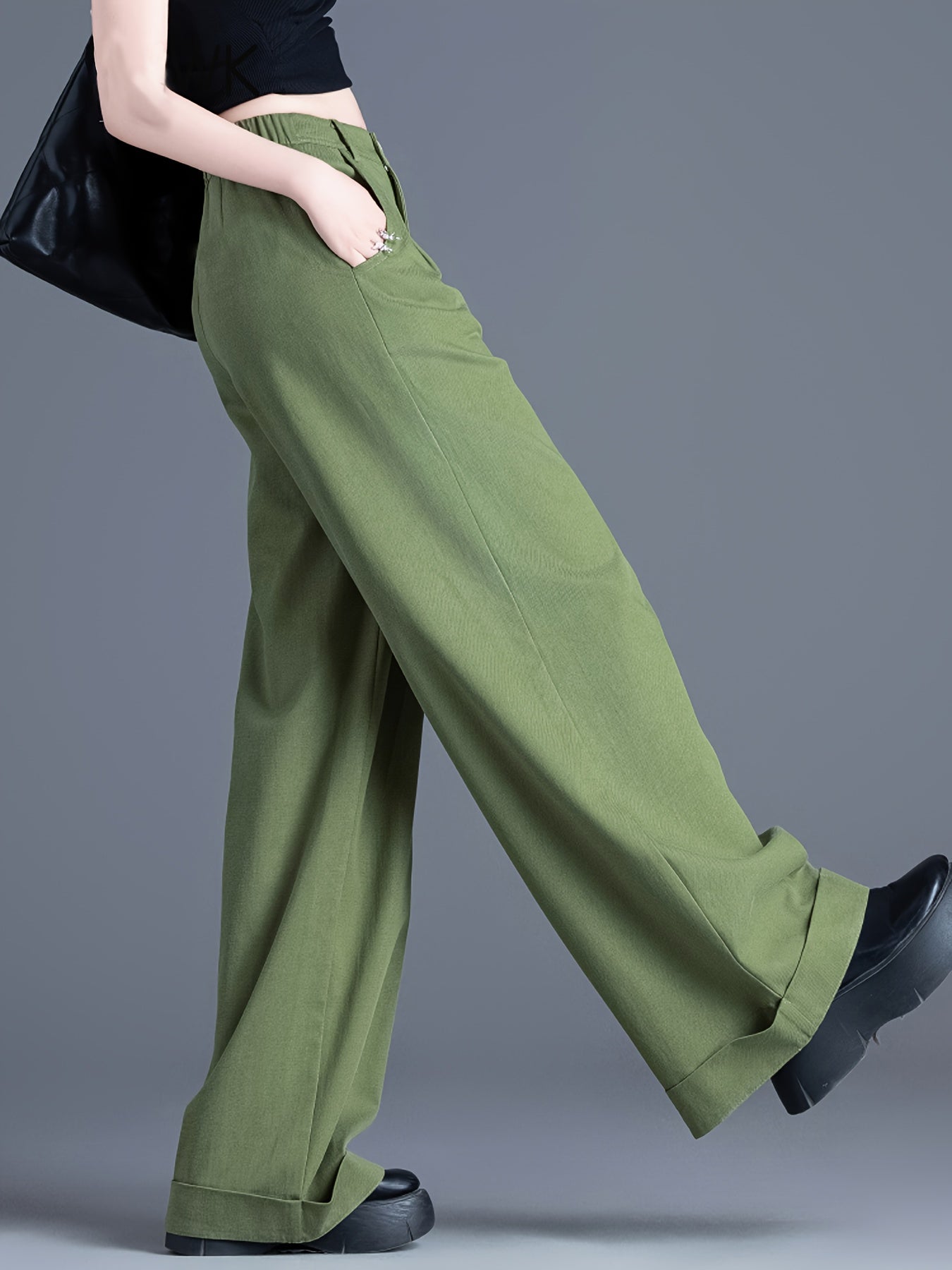 Olive Luxe Wide-Leg Trousers