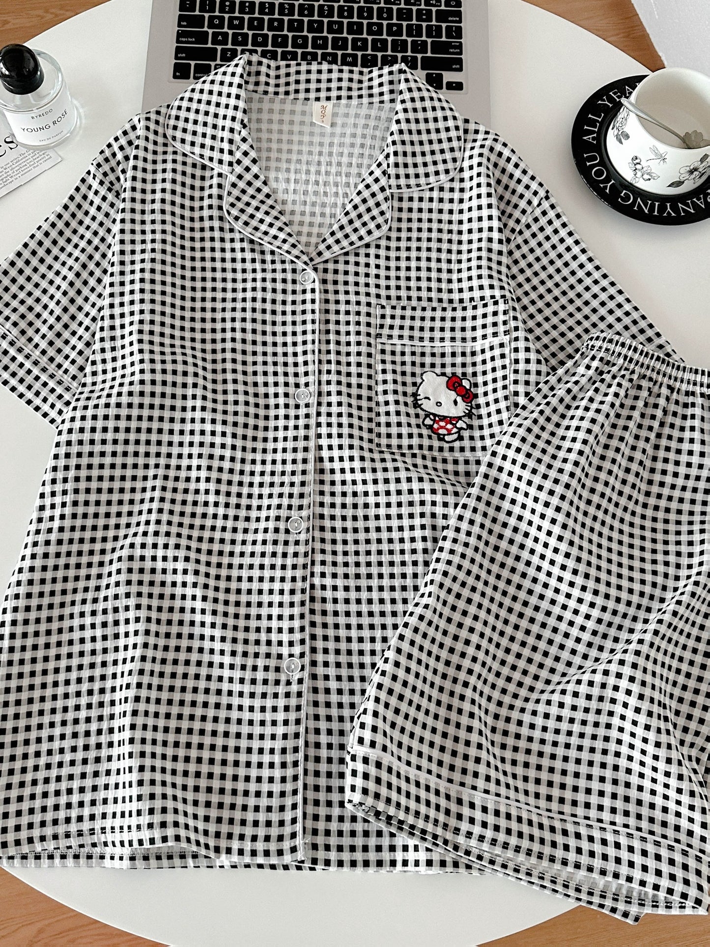 Midnight Check Kitty 3-Piece Pajama Set